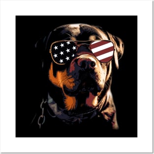 Pint-sized American Flag Rottweiler Whispers, Tee Triumph Extravaganza Posters and Art